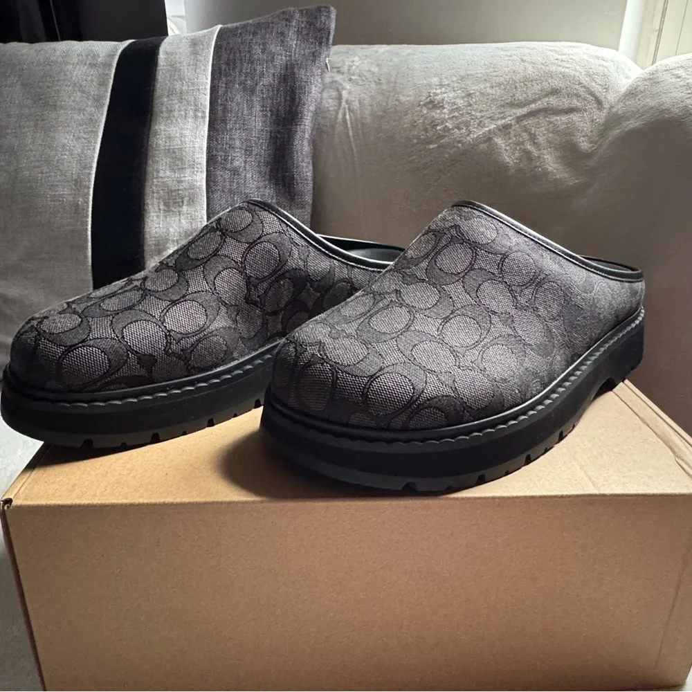 COACH Signature Jacquard Slip-On Sport Clogs in Charcoal